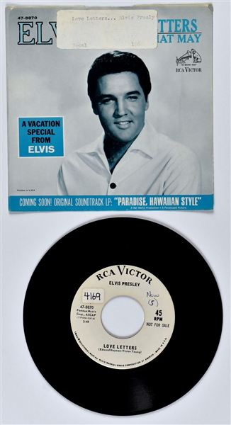 1966 Elvis Presley RCA Victor “Not For Sale” 45 RPM Single (47-8870) “Love Letters” with Picture Sleeve