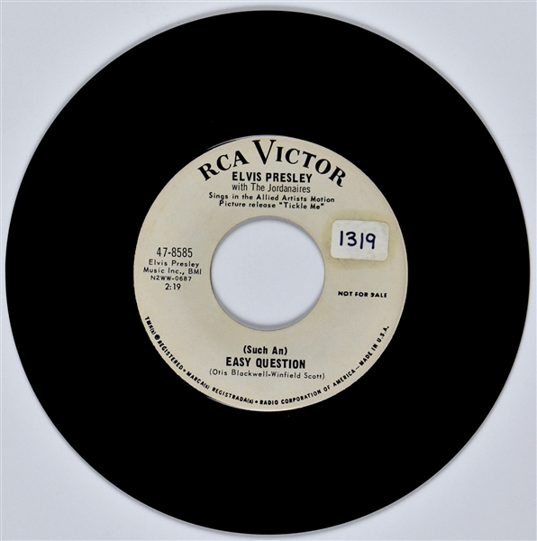 1965 Elvis Presley RCA Victor “Not For Sale” 45 RPM Single (47-8585) “(Such An) Easy Question” with Picture Sleeve