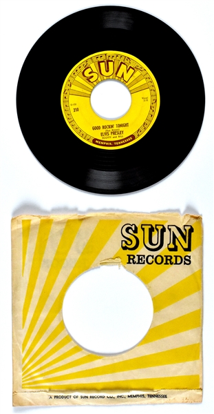 1954 Sun Records 210 45 RPM 7-Inch of Elvis Presley’s “Good Rockin’ Tonight” and “I Don’t Care if the Sun Don’t Shine” - EARLY Memphis Pressing
