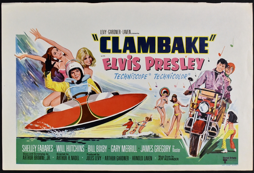 1967 <em>Clambake</em> Belgian Movie Poster - Starring Elvis Presley 