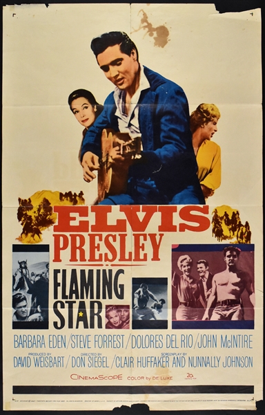 1960 <em>Flaming Star</em> One Sheet Movie Poster (Style B)  – Starring Elvis Presley