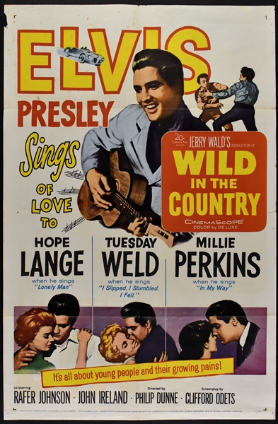 1961 <em>Wild in the Country</em> One Sheet Movie Poster – Starring Elvis Presley