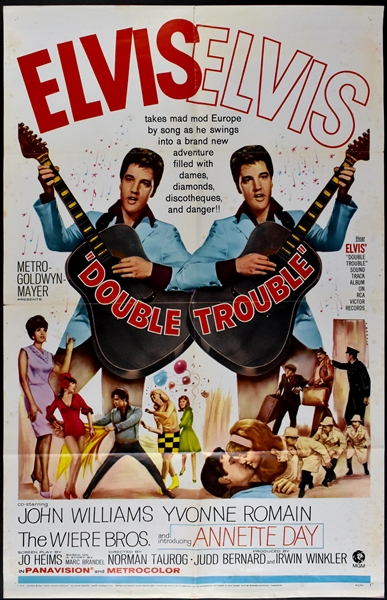 1967 <em>Double Trouble</em> One Sheet Movie Poster and 4 Lobby Cards – Starring Elvis Presley
