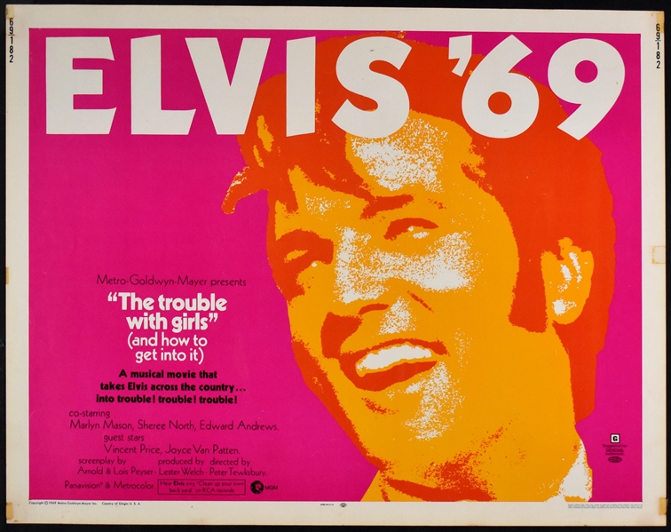 1969 <em>The Trouble with Girls (and how to get into it)</em> Half Sheet Movie Poster and 7  Lobby Cards – Starring Elvis Presley