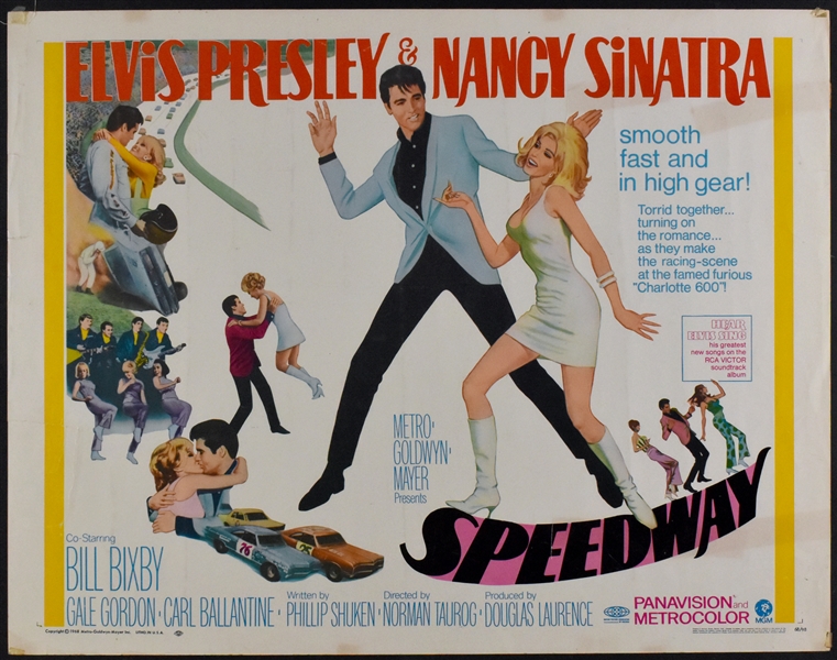 1968 <em>Speedway</em> Half Sheet Movie Poster – Starring Elvis Presley and Nancy Sinatra