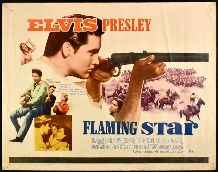 1960 <em>Flaming Star</em> Half Sheet Movie Poster – Starring Elvis Presley
