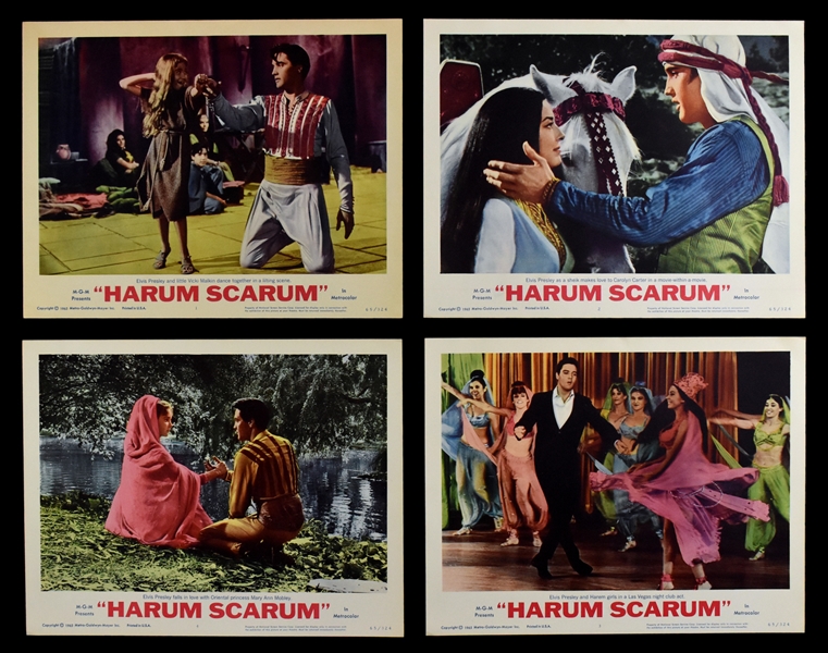 1965 <em>Harum Scarum</em> Complete Set of 8 Lobby Cards, Pressbook and <em>Bagdad Observer</em> Herald – Starring Elvis Presley