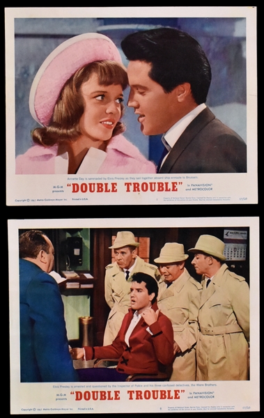 1967 <em>Double Trouble</em> Complete Set of 8 Lobby Cards, Pressbook and Herald – Starring Elvis Presley