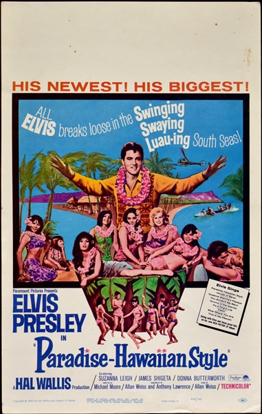 1966 <em>Paradise, Hawaiian Style</em> Window Card Movie Poster – Starring Elvis Presley