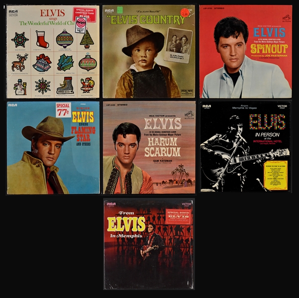 Group of Seven Elvis Presley LPs with Bonus Photos Incl. <em>Flaming Star</em> and <em>From Elvis in Memphis</em> and Others