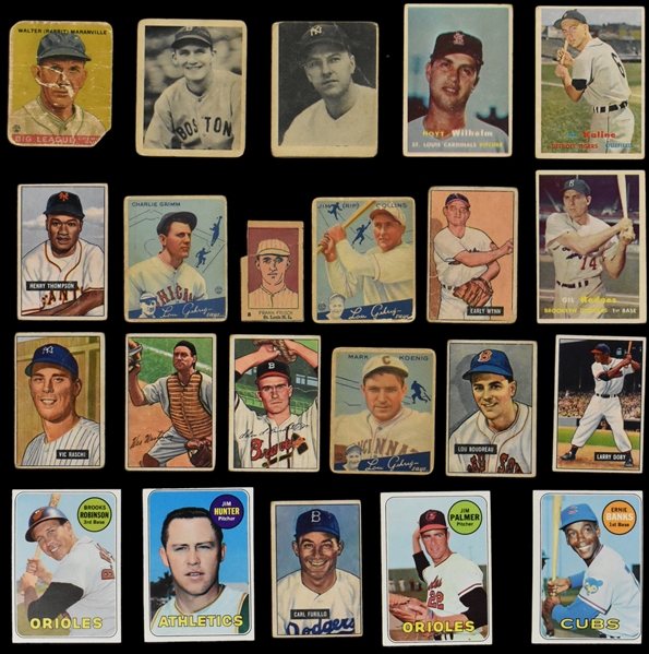 1922-1981 Baseball Card Shoebox Collection of 312 - American Caramel, Goudey, Play Ball, Bowman, Topps - LOADED with Hall of Famers