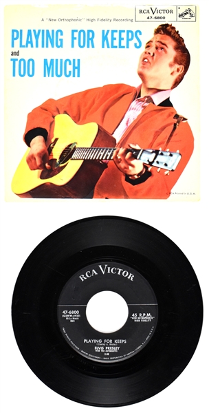 1957 Elvis Presley RCA Victor 45 RPM  Single “NO DOG” Variation “Too Much” / “Playing for Keeps” with Picture Sleeve (47-6800) 