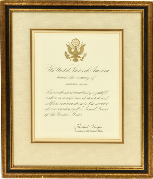 President Richard Nixon Armed Forces Commemoration Document in Framed Display (Facsimile Signature)