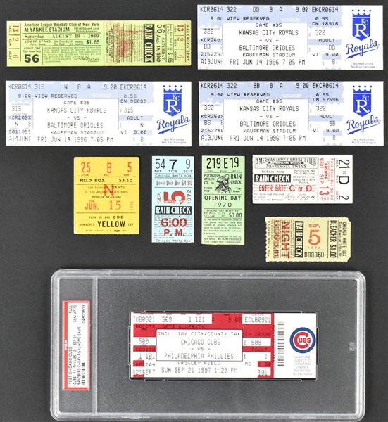 1930s-1990s MLB Historic Game Ticket Collection of 10