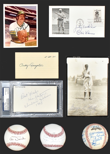 1930s-1970s Baseball Hall of Famer and Superstar Autograph Collection (8 Pieces) Incl. Jim “Catfish” Hunter (BAS)