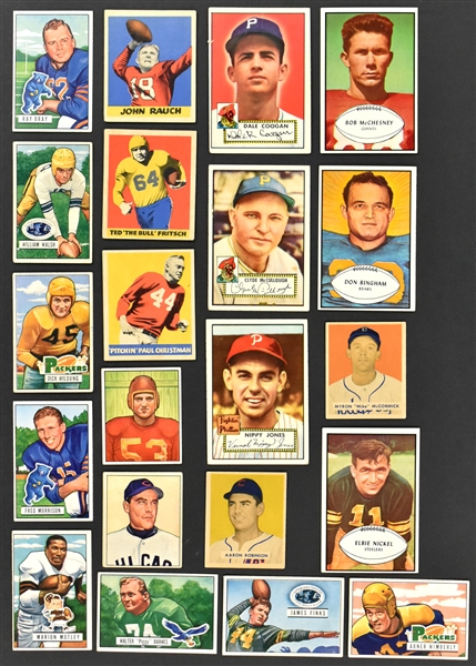 1940s-1960s Topps, Bowman, Fleer and Leaf Baseball and Fooball Shoebox Collection of 91 Different