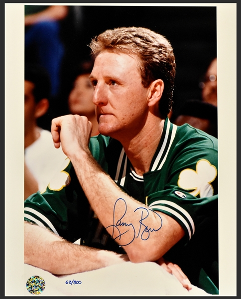 Larry Bird Signed Limited Edition 16x20 Photo (63/300) and 8x10 Photo (BAS)