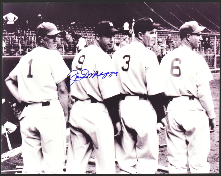 1936 Joe DiMaggio Signed 11x14 Photo with his Rookie Year Yankee Teammates (BAS)