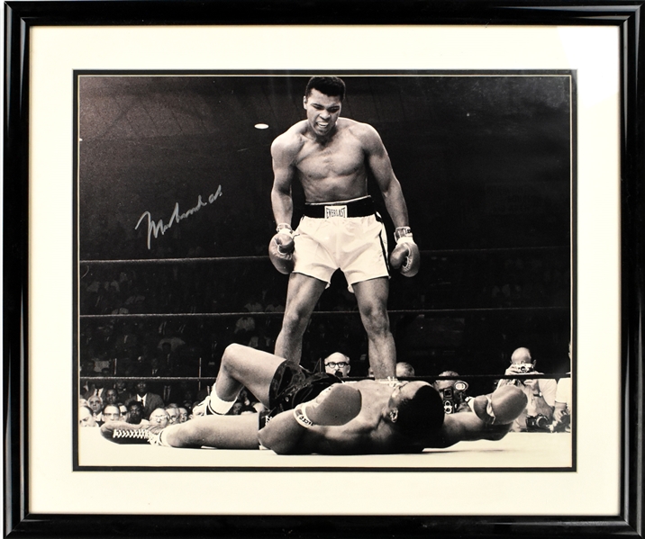 Muhammad Ali Signed 16x20 Photo Standing Above Sonny Liston (BAS)