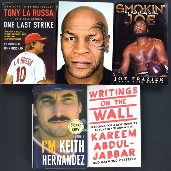 Signed Book Collection of Five Incl. Mike Tyson, Kareem Abdul-Jabbar and Others (BAS)