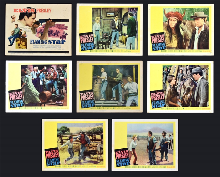 1960 <em>Flaming Star</em> Lobby Card Complete Set of 8 – Starring Elvis Presley – Incl. Three Studio 8x10 Promo Photos