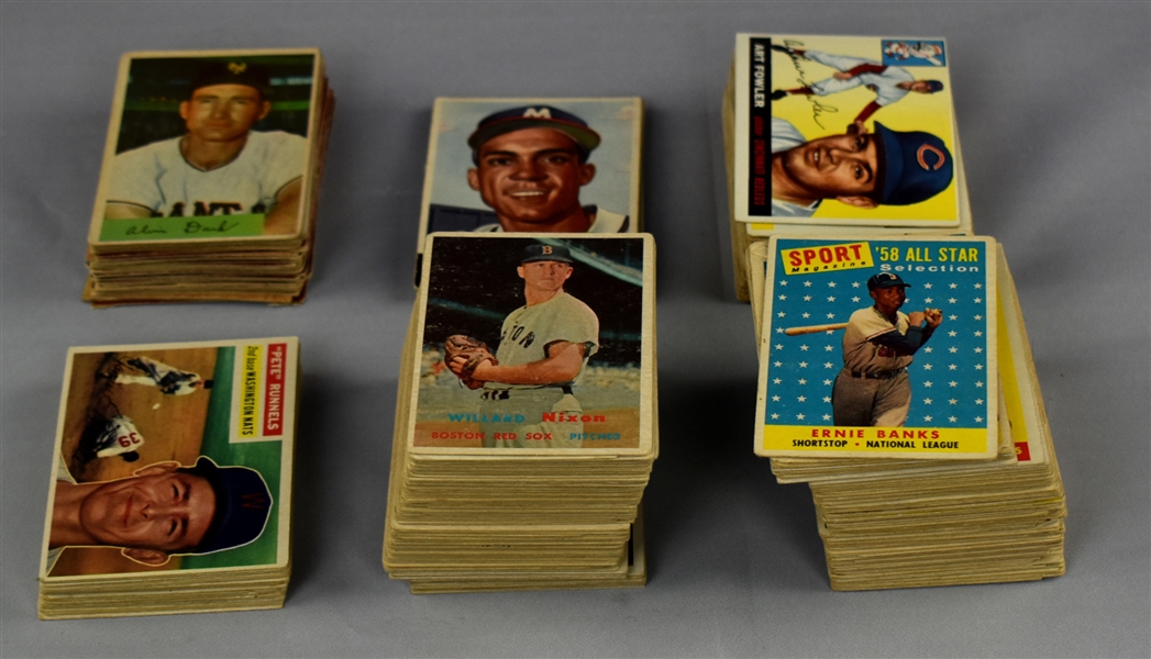 1953-66 Topps and Bowman Baseball Shoebox Collection of 819