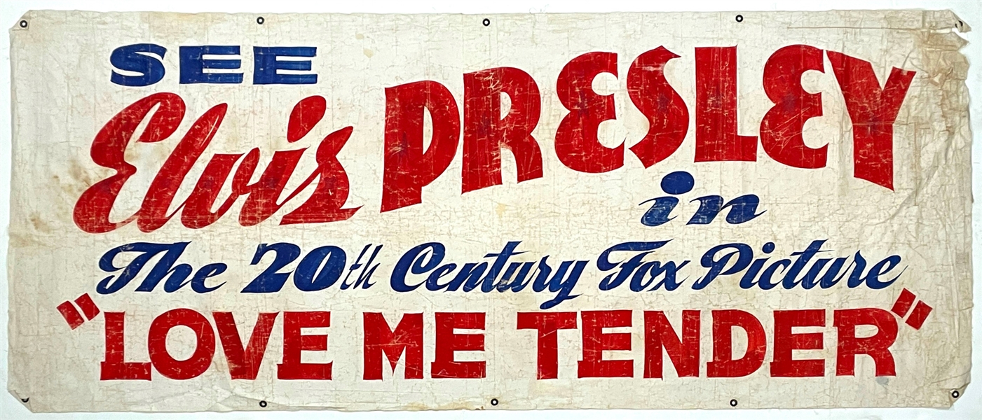 1956 <em>Love Me Tender</em> Canvas Movie Theatre Banner – SIX FEET LONG!! - Starring Elvis Presley