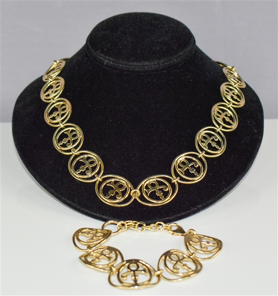 1990s Prince Stage-Worn 14K Gold “LOVE” Symbol Necklace and Bracelet – Worn on his “Jam of the Year” Tour