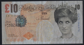 Banksy "Di-Faced" English 10-Pound Note with Letter from Lazarides Gallery