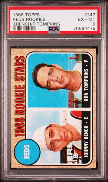1968 Topps #247 Johnny Bench Rookie Card - PSA EX-MT 6