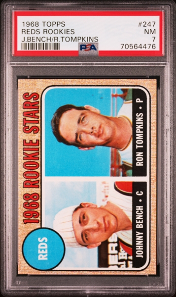 1968 Topps #247 Johnny Bench Rookie Card - PSA NM 7