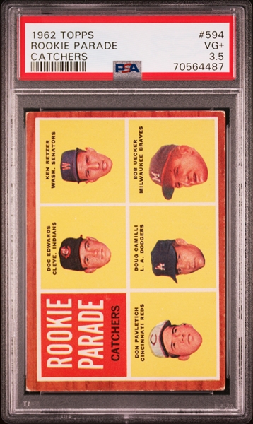 1962 Topps #594 Rookie Parade Bob Ueker – PSA VG+ 3.5