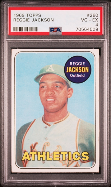 1969 Topps #260 Reggie Jackson Rookie  – PSA VG-EX 4