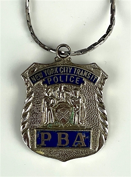 Elvis Presley Owned New York City Transit Police Badge Necklace