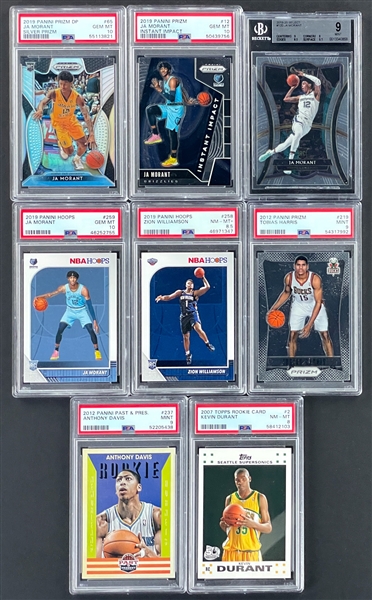 2007-2019 Panini Basketball Graded Collection Including Ja Morant (4), Zion Williamson, Anthony Davis and Others (8 Cards)