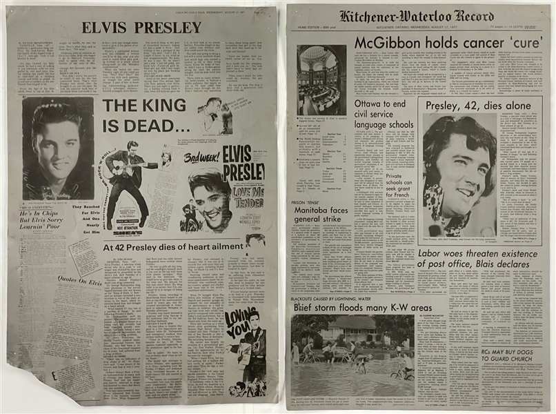 1977 Newspaper Full Page Metal Production Plates with Reports of the Death of Elvis Presley