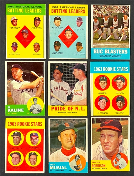 1963 Topps Partial Set (263/576) with Duplication - 355 Total Cards