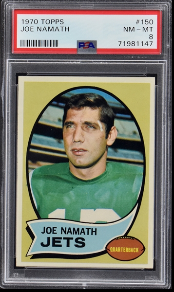 1970 Topps Football #150 Joe Namath - PSA NM-MT 8