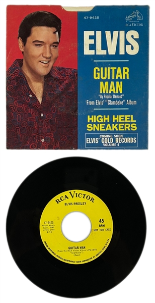1968 Elvis Presley RCA Victor Yellow Label  “Not For Sale” 45 RPM Single “Guitar Man" / "High Heel Sneakers” with Picture Sleeve (47-9425) - <em>Clambake</em>