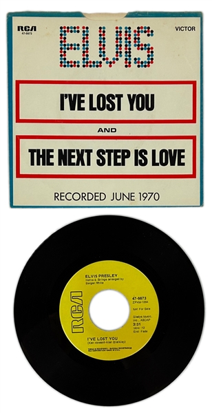 1970 Elvis Presley RCA Victor Yellow Label  “Not For Sale” 45 RPM Single “Ive Lost You" / "The Next Step Is Love” with Picture Sleeve (47-9873) - <em>Worldwide 50 Gold Award Hits Vol. 1</em>