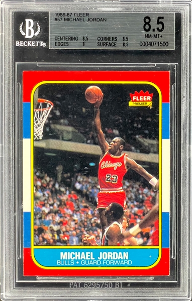 1986 Fleer #57 Michael Jordan Rookie Card – BGS NM-MT+ 8.5