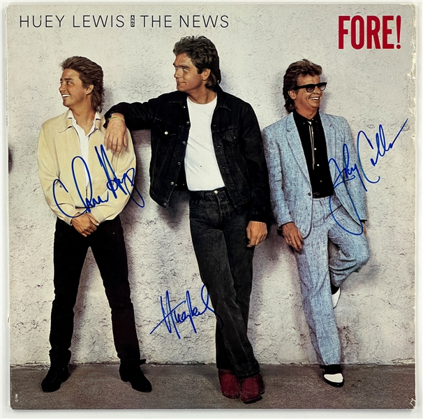 1986 Huey Lewis and The News Band-Signed LP <em>FORE!</em> (BAS) - Signed on the Cover by All Six Members