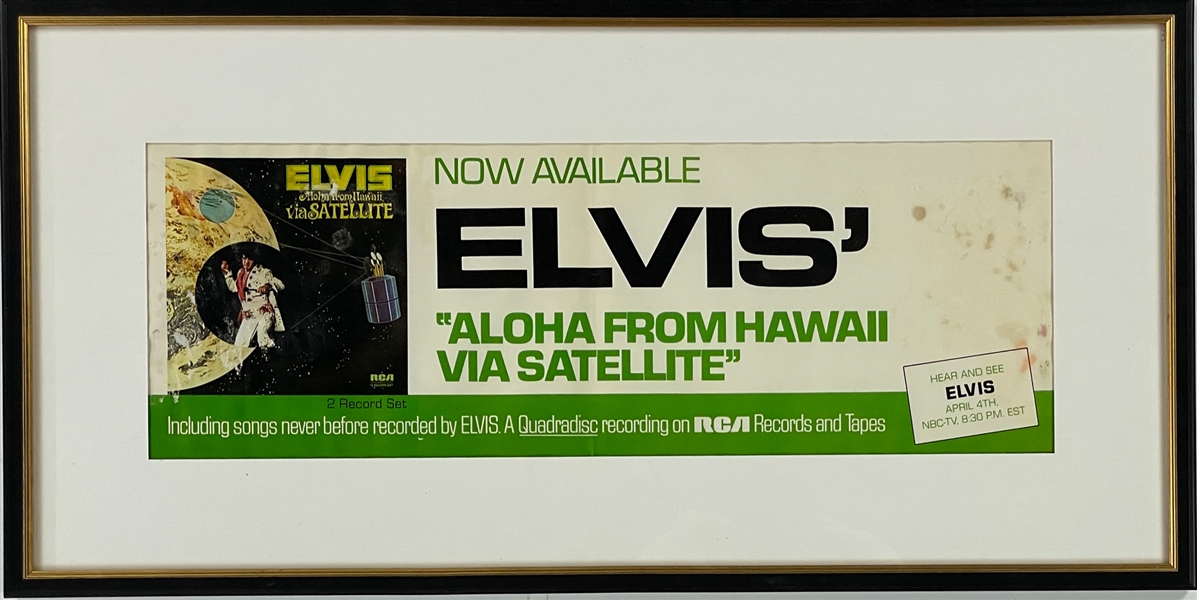1973 RCA Victor <em>Elvis Aloha From Hawaii Via Satellite</em> Original Unused Record Store Banner