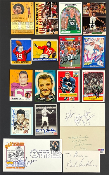 Basketball, Football, Boxing and Olympian Signed Card Collection of 18 Different (BAS)