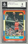 1986 Fleer Basketball Complete Set (132) and Complete Sticker Set (11) with #57 Michael Jordan BGS NM 8