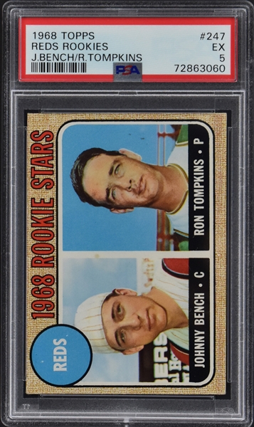 1968 Topps #247 Johnny Bench Rookie Card - PSA EX 5
