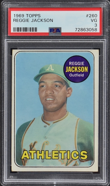 1969 Topps #260 Reggie Jackson Rookie Card - PSA VG 3