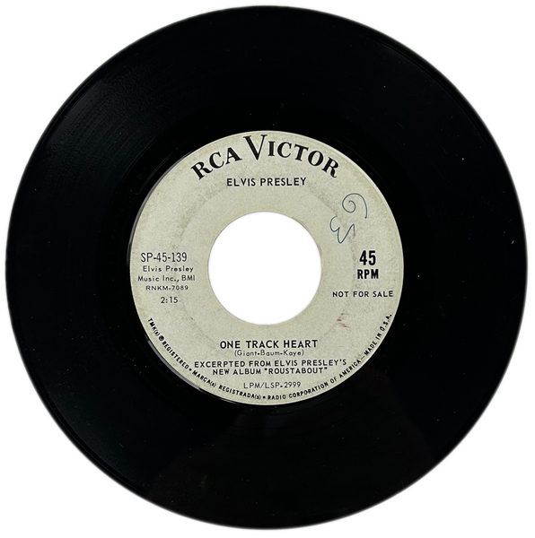 1964 Elvis Presley RCA Victor White Label “Not For Sale” 45 RPM Single "Roustabout” / “One Track Heart” - <em>Roustabout</em>