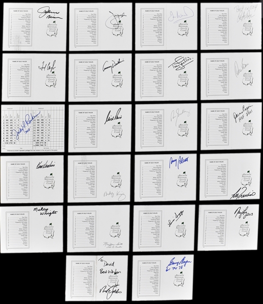 Augusta National Golf Course Signed Scorecard Collection of 22 Incl. Masters Champioins Gary Player, Nick Faldo and Others (BAS)