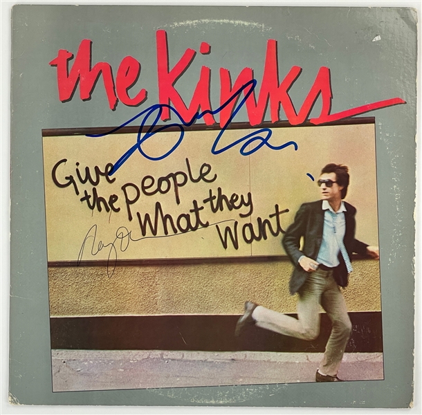 The Kinks Signed 1981 LP <em>Give the People What They Want</em> with Ray Davies and Dave Davies (BAS)